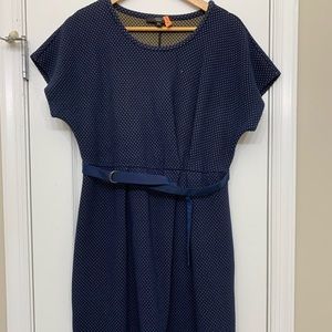 MaxMara Weekend Blue & Camel Belted Dress szXL
